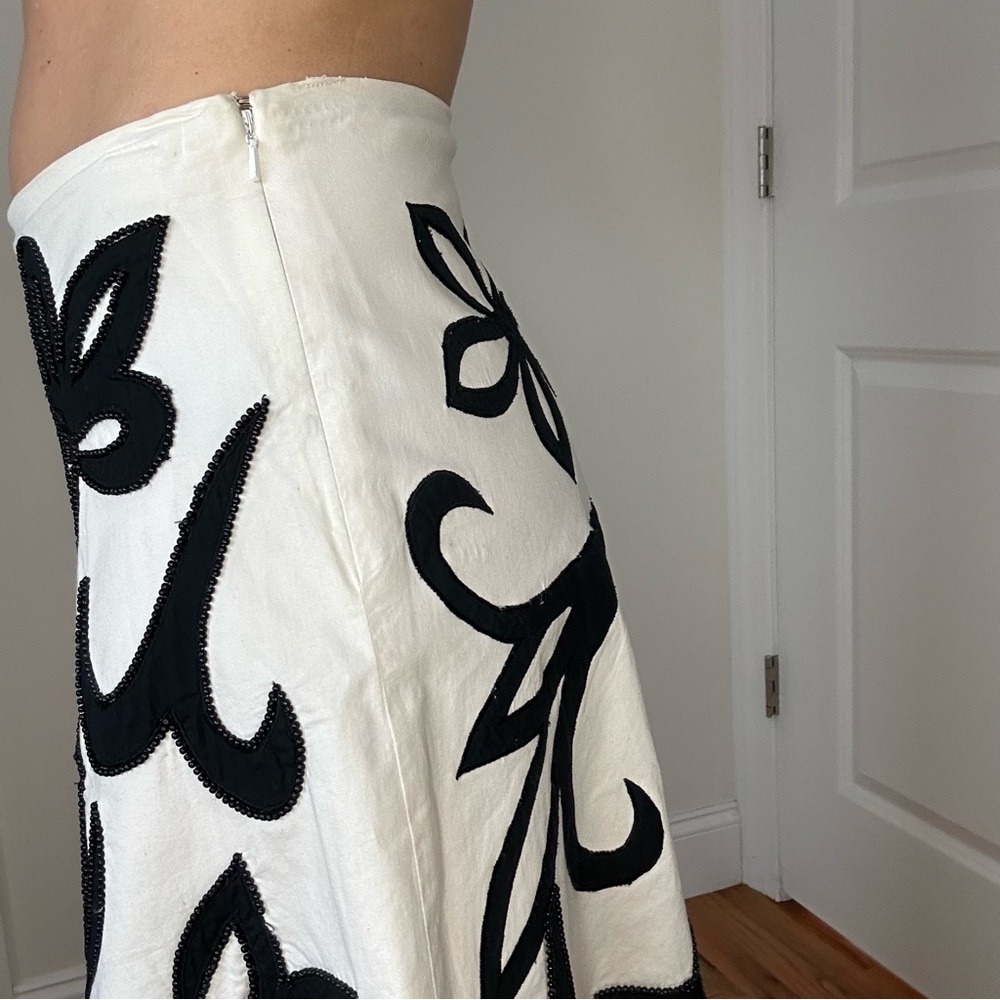 Beaded & Appliqué A-line Cotton Skirt - Picture 5 of 9